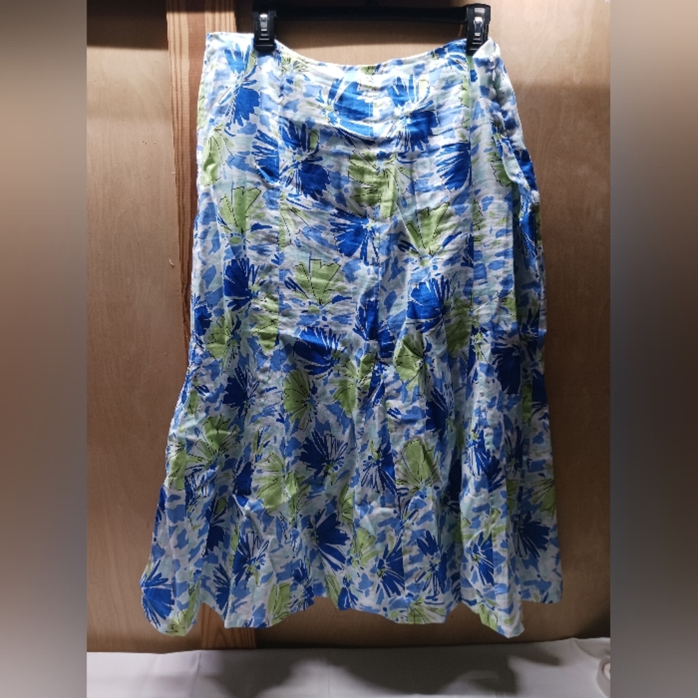 Kim Rogers Blue & Green Floral Maxi Skirt